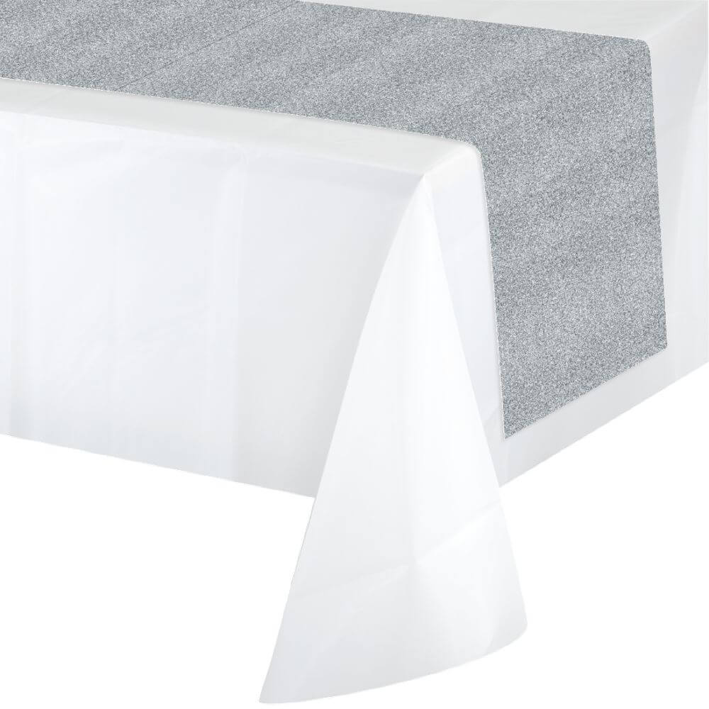 Table Runner Silver Glitter 14X84 