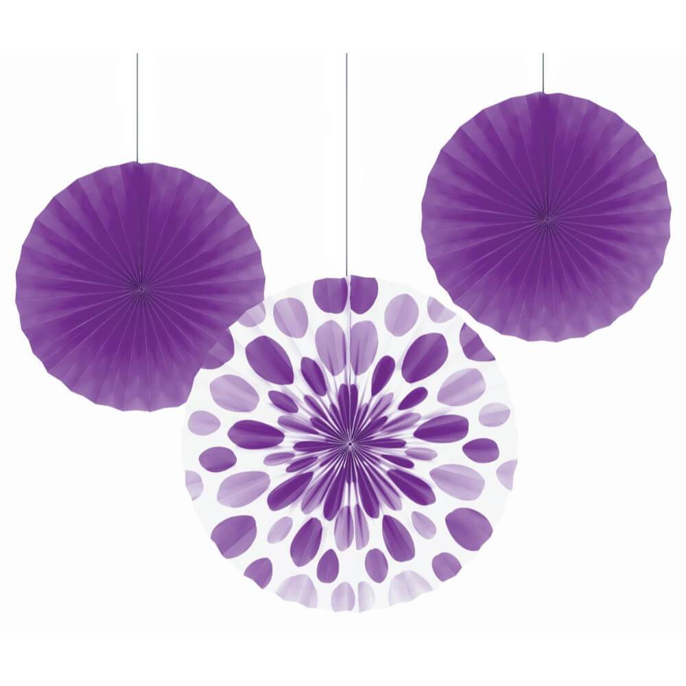 Fan Pr 12&quot;&amp;16&quot; Amethyst Dots 