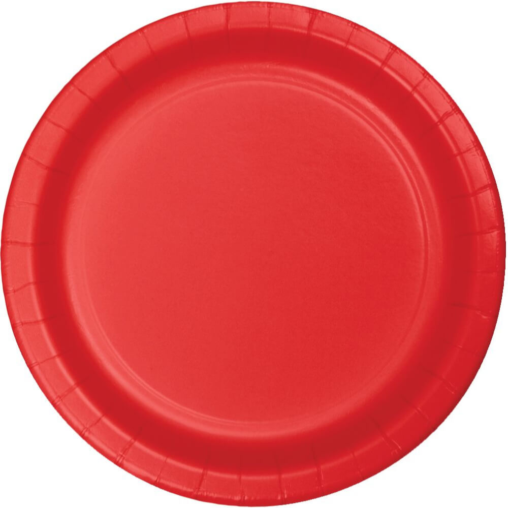 Paper Round Dinner Plate 10in 24ct, Classic Red 