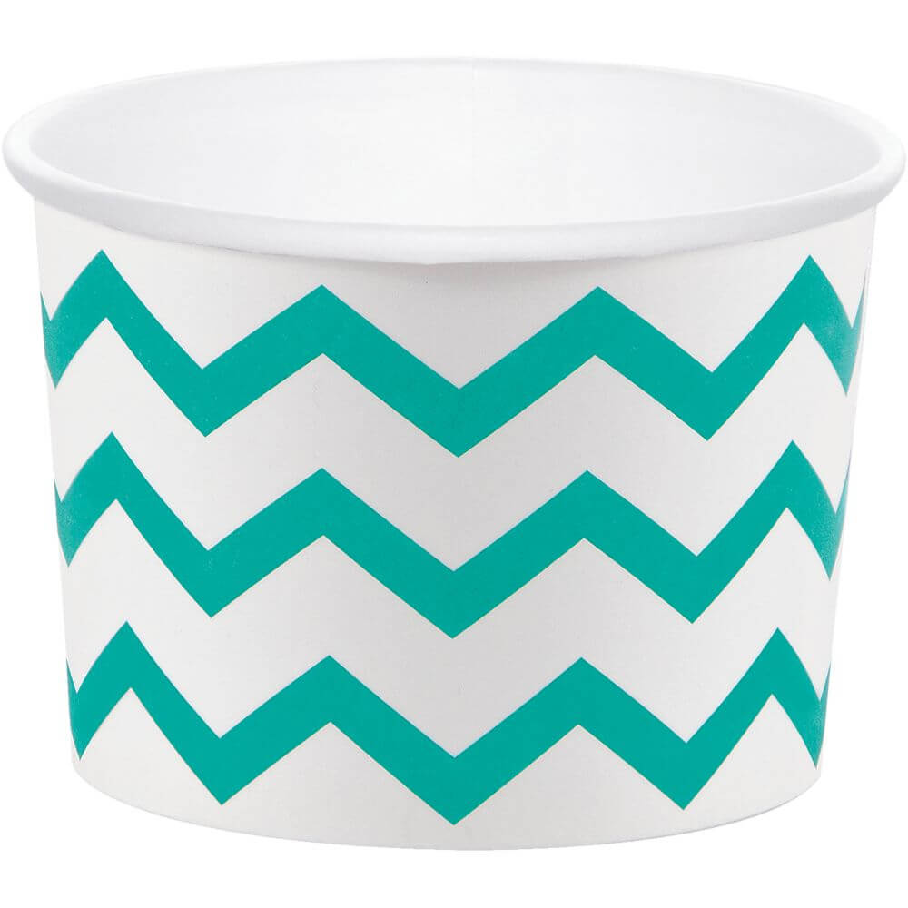 Treat Cup 8oz 6ct, Chevron Teal Lagoon 