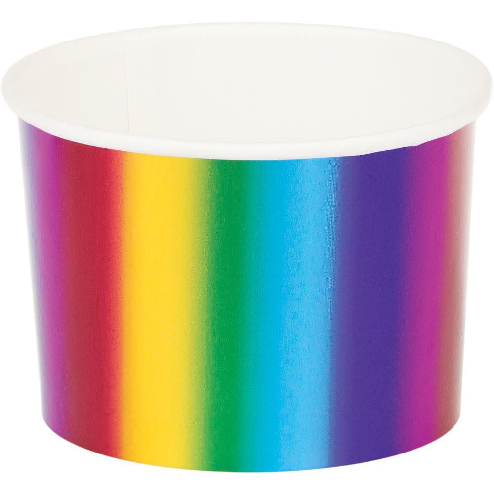 Treat Cup 8oz 6ct, Rainbow Foil 