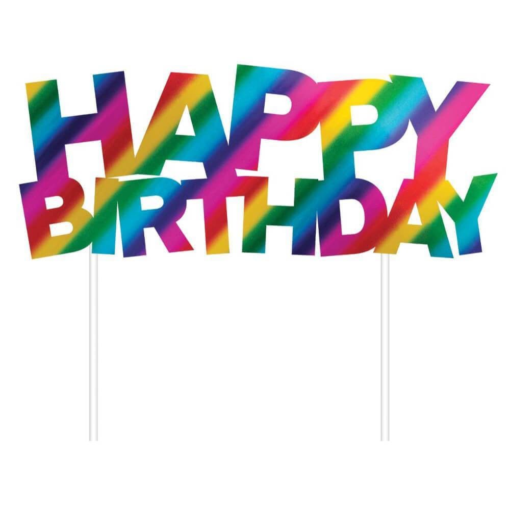 Cake Topper Rainbow Foil Happy Birthday 