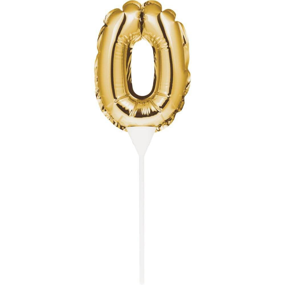 Balloon Cake Topper 0, Gold 