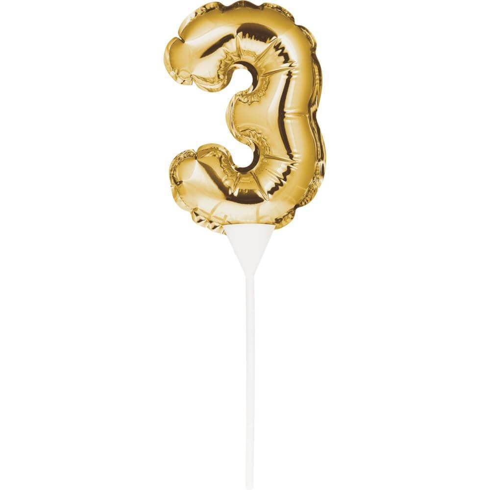 Balloon Cake Topper 3, Gold 