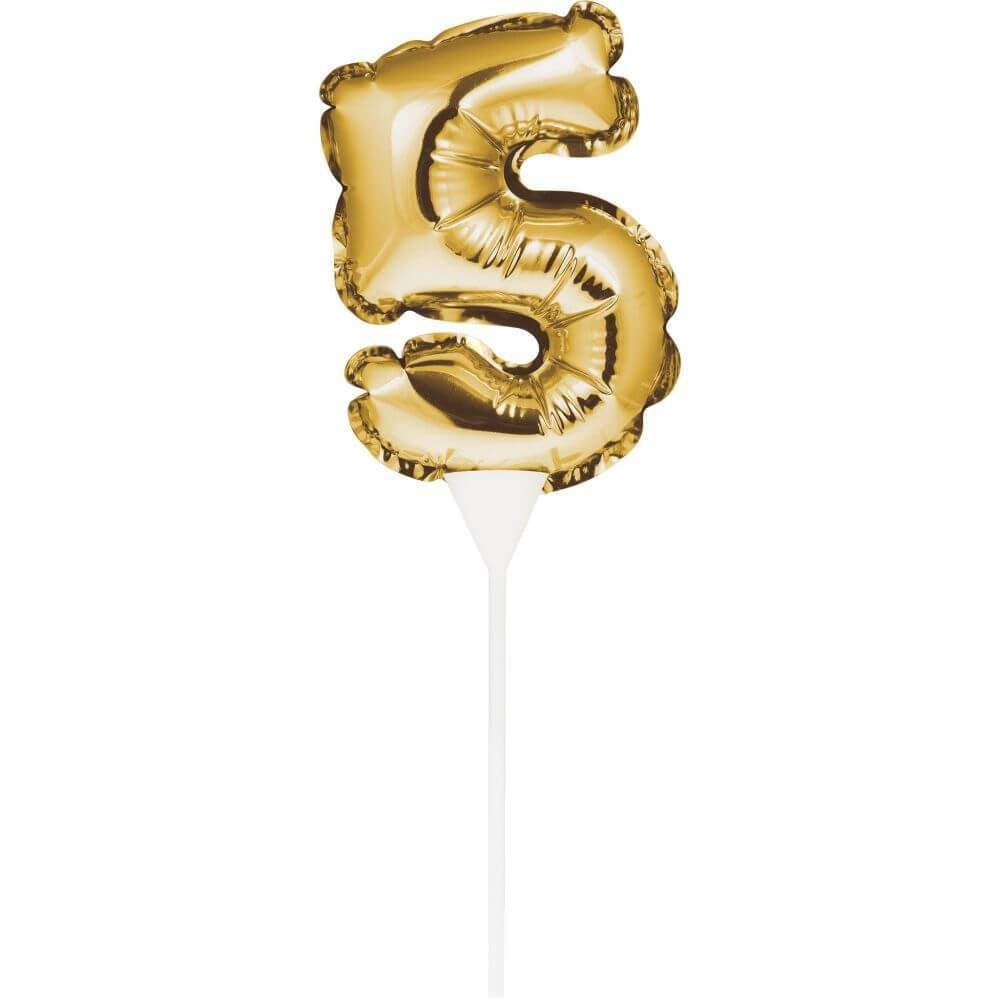 Balloon Cake Topper 5, Gold 