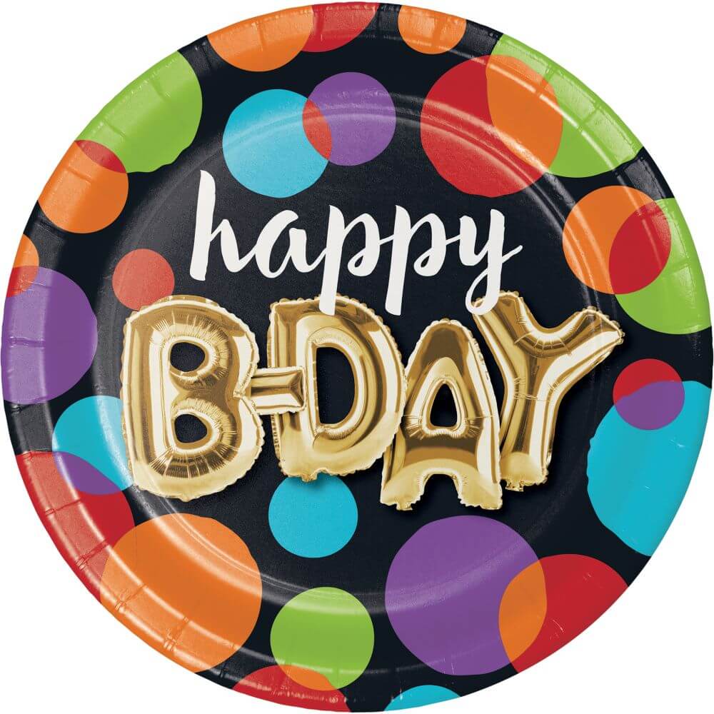 Balloon Birthday, Dinner Plates 9in 8ct 