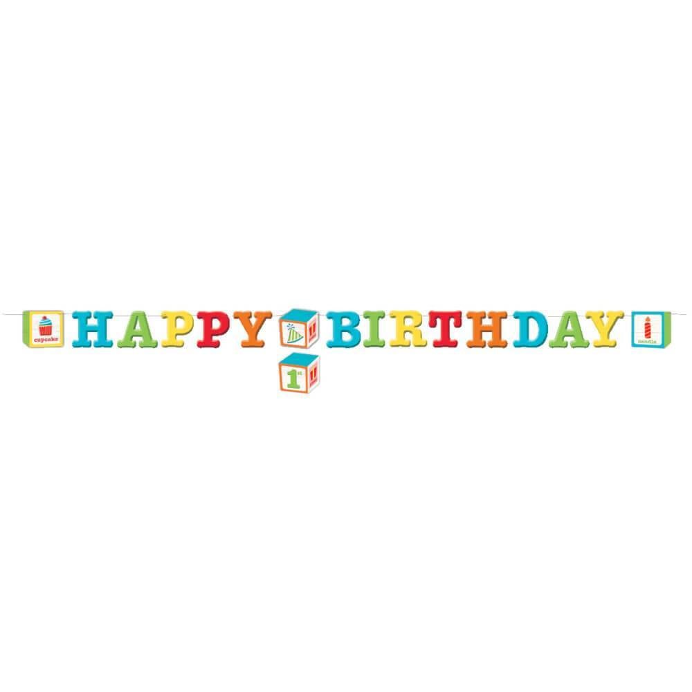 ABC Birthday Letter Banner with 1st Birthday Sticker 