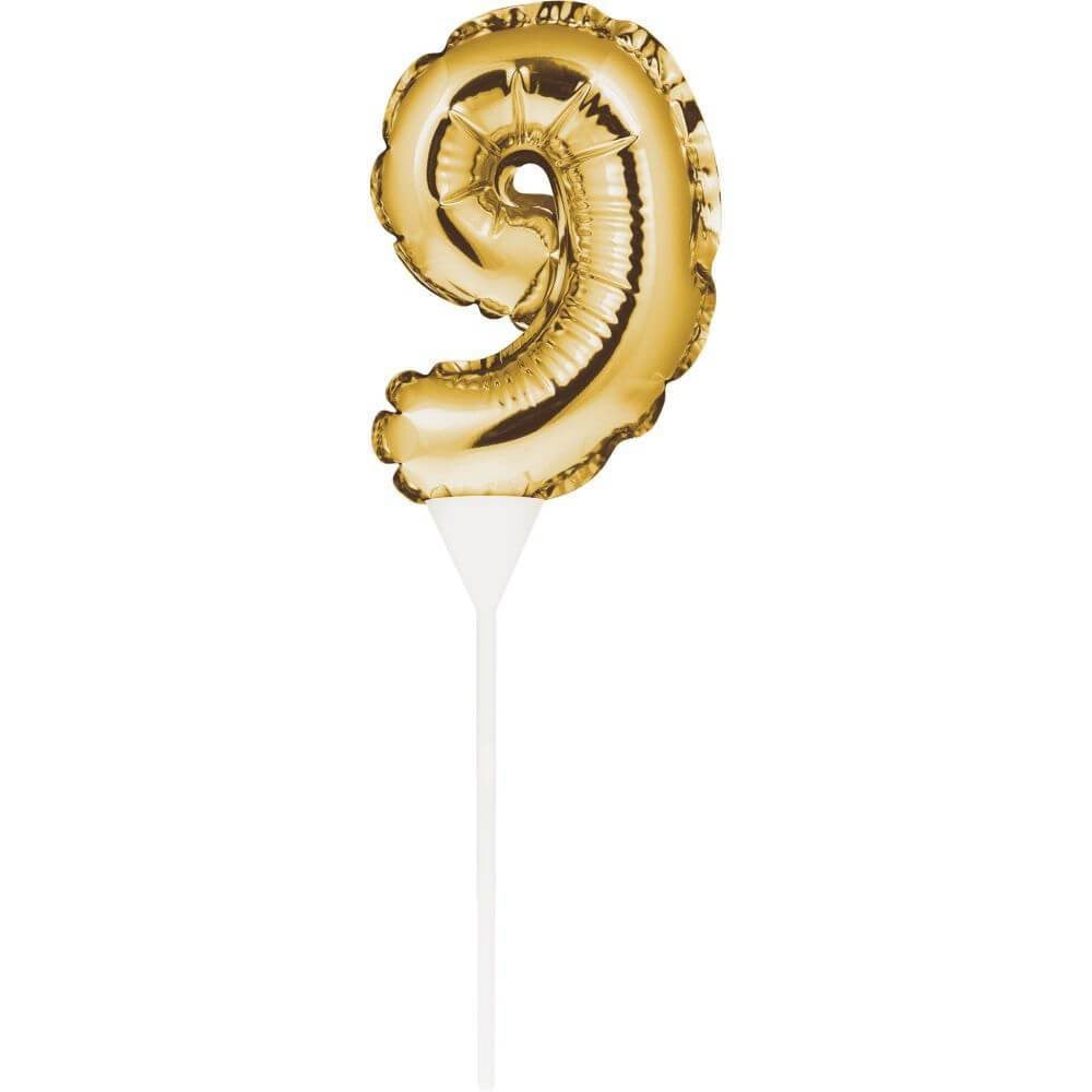 Balloon Cake Topper 9, Gold 