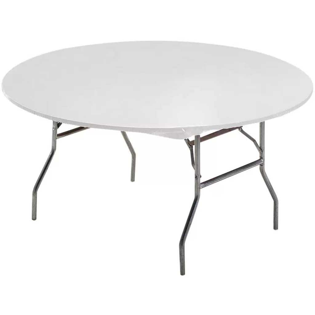 White Plastic Round Stay Put Tablecover 60in 12ct 