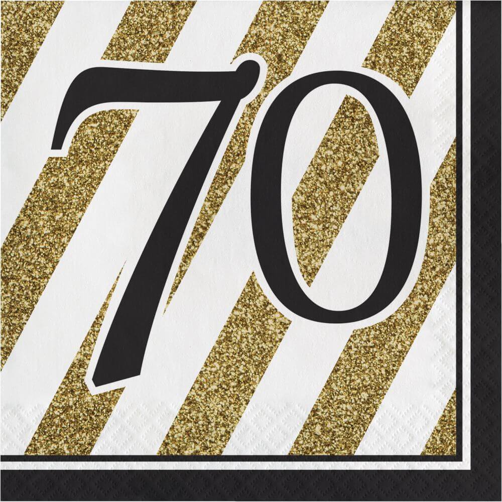 70 Black &amp; Gold, Luncheon Napkin 2ply 16ct 