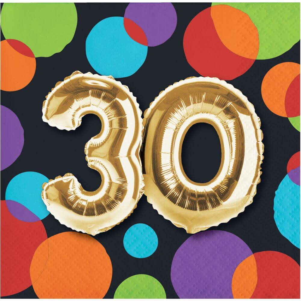 30 Balloon Birthday, Beverage Napkin 16ct 2ply 