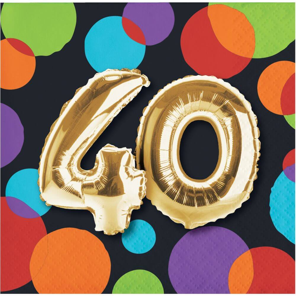 40 Balloon Birthday, Beverage Napkins 16ct 