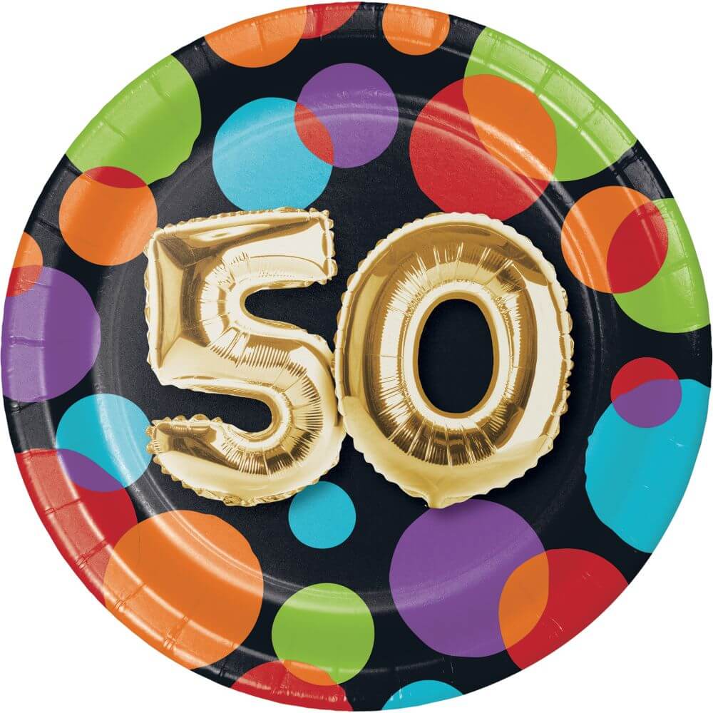 50th Balloon Birthday, Lunch Plate 7in 8ct 