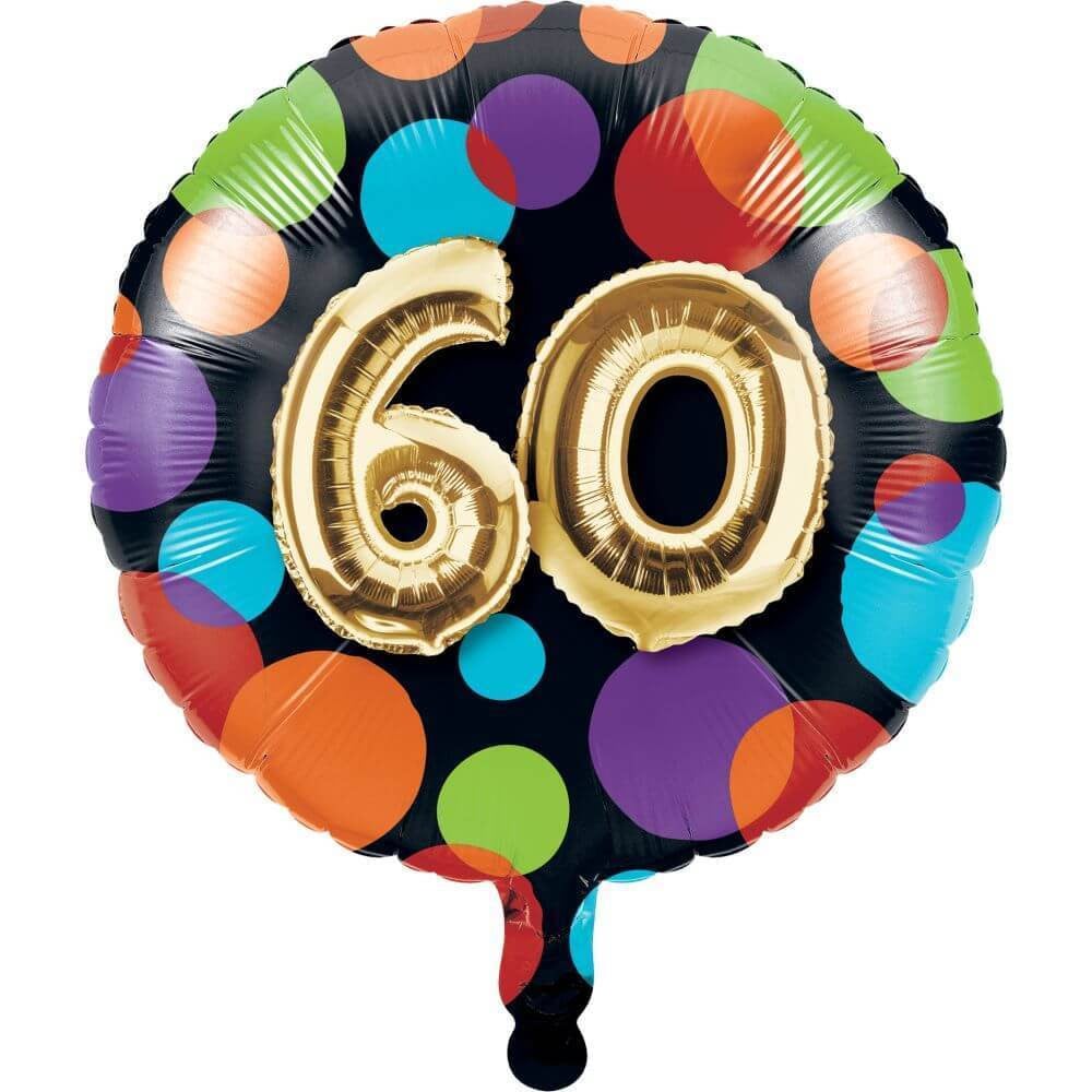 60th Balloon Birthday, Foil Balloon 18in 