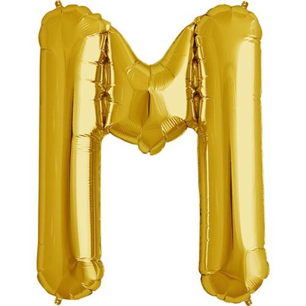 Foil Balloon Letter M  34in Gold