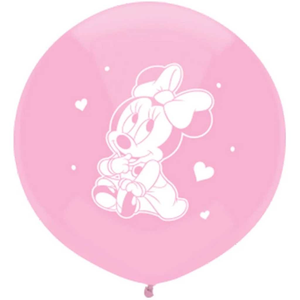 Pink Minnie Baby Latex Balloon 17in, 3ct