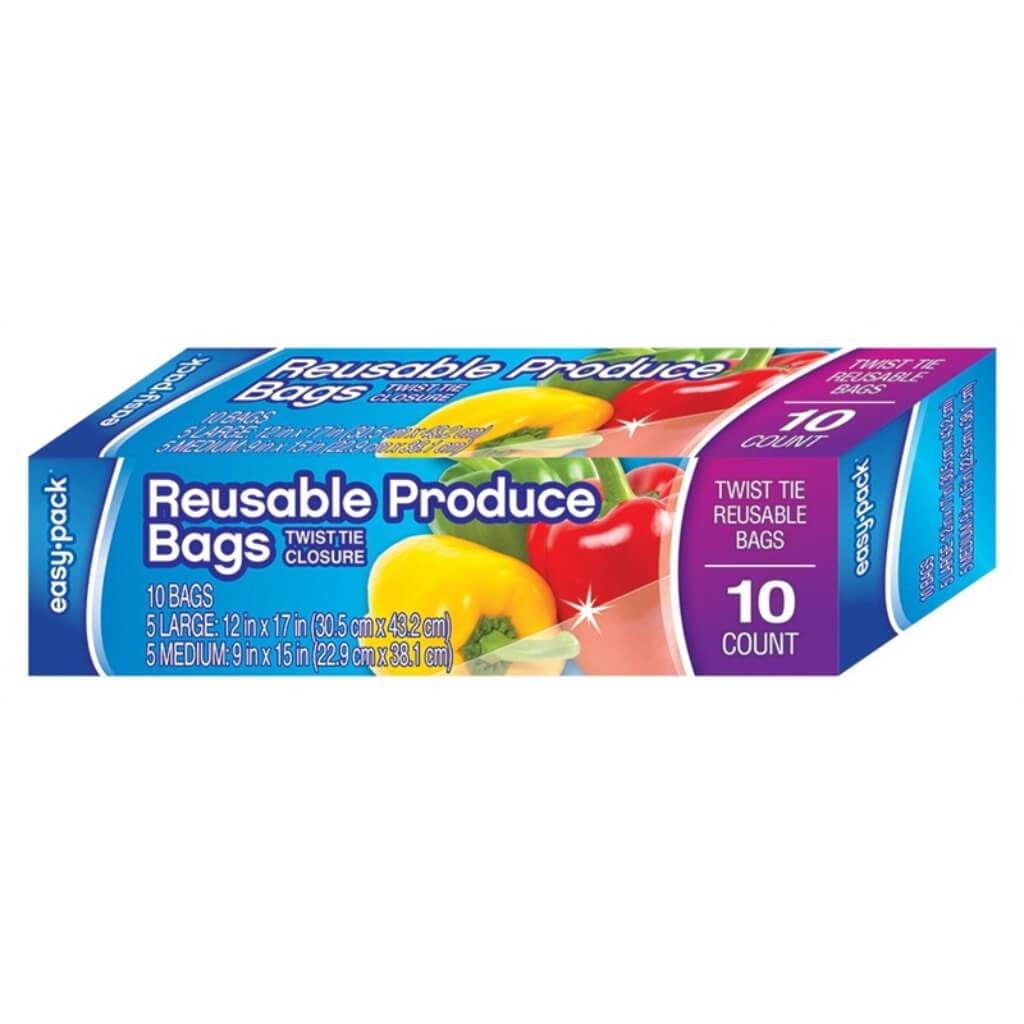 Reusable Produce Zip Bag Large &amp; Medium - 10 Count 