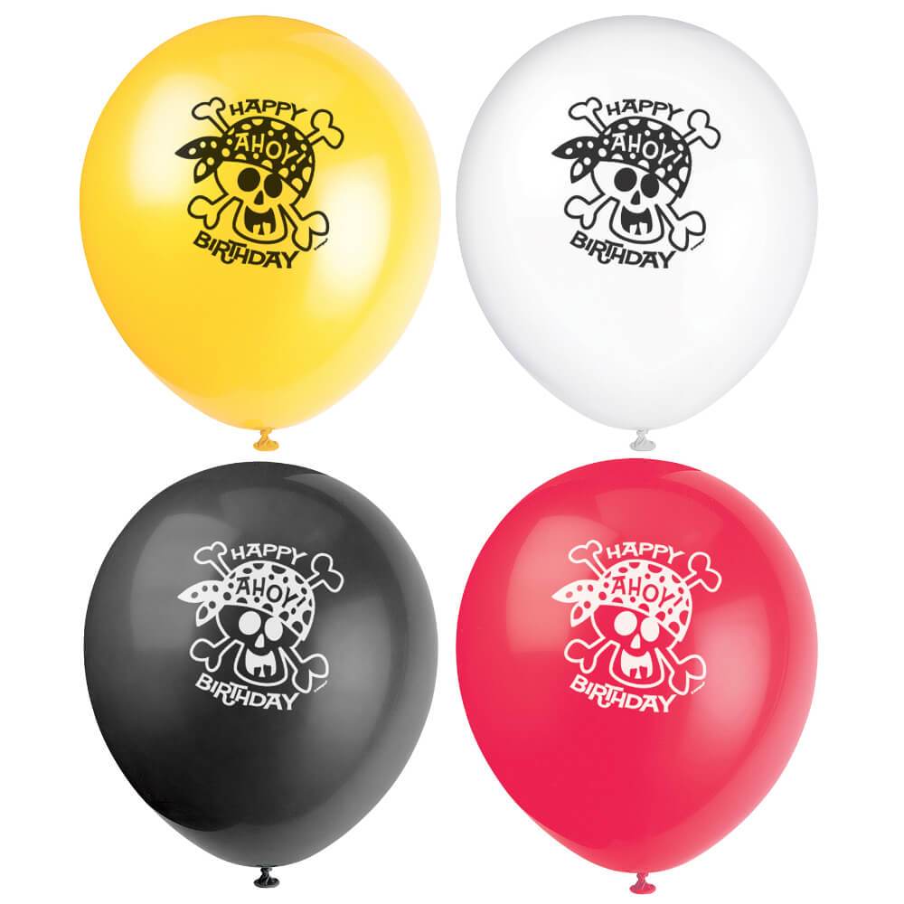 Latex Balloons 12in 8ct, Pirate Fun 