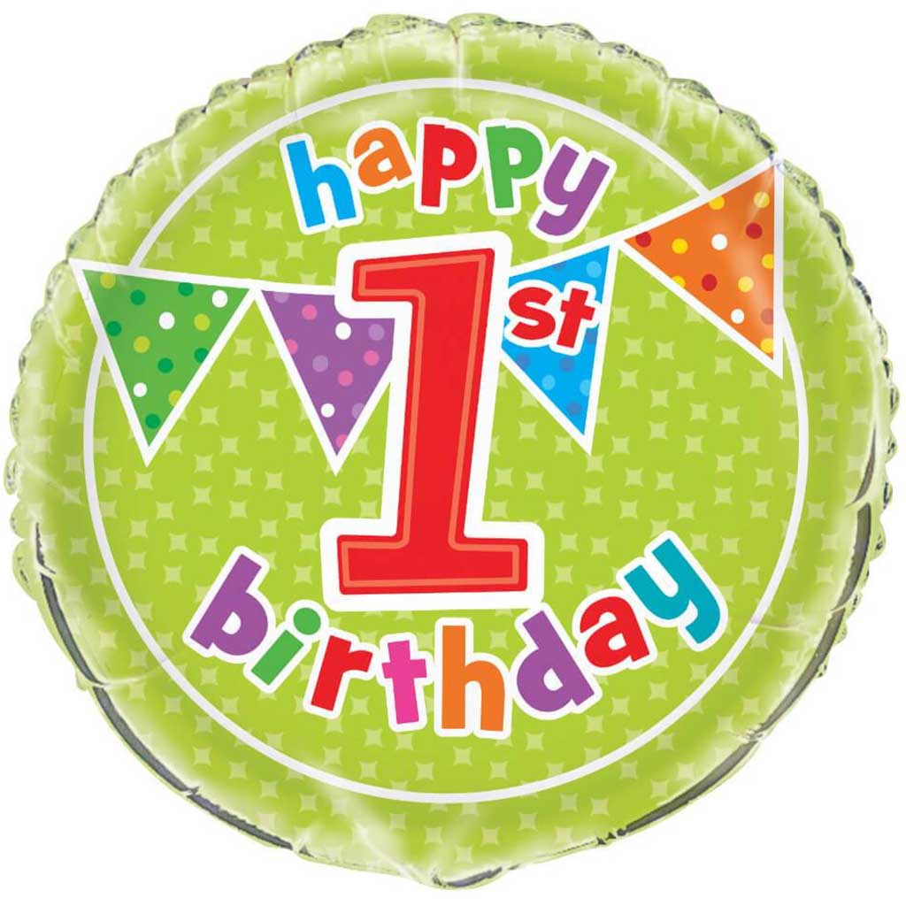 Polka Dot 1st Birthday Foil Balloon, 18in 