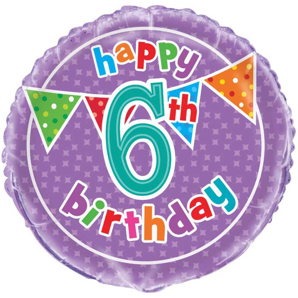 Polka Dot 6th Birthday Round Foil Balloon, 18in 