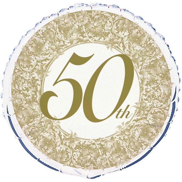 50th Anniversary Round Foil Balloon, 18in 