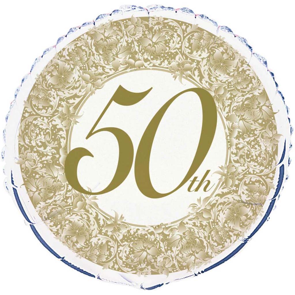 50th Anniversary Round Foil Balloon, 18in 