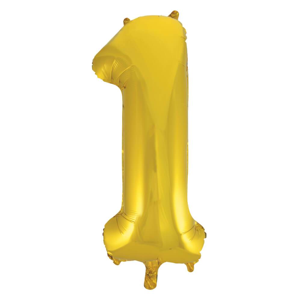 Gold Number 1 Shaped Foil Balloon, 34in 