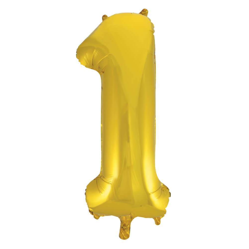 Gold Number 1 Shaped Foil Balloon, 34in 