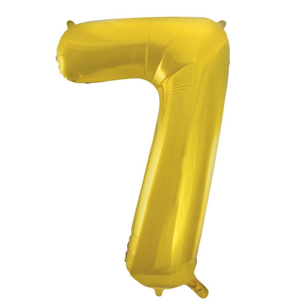 Gold Number 7 Shaped Foil Balloon, 34in 