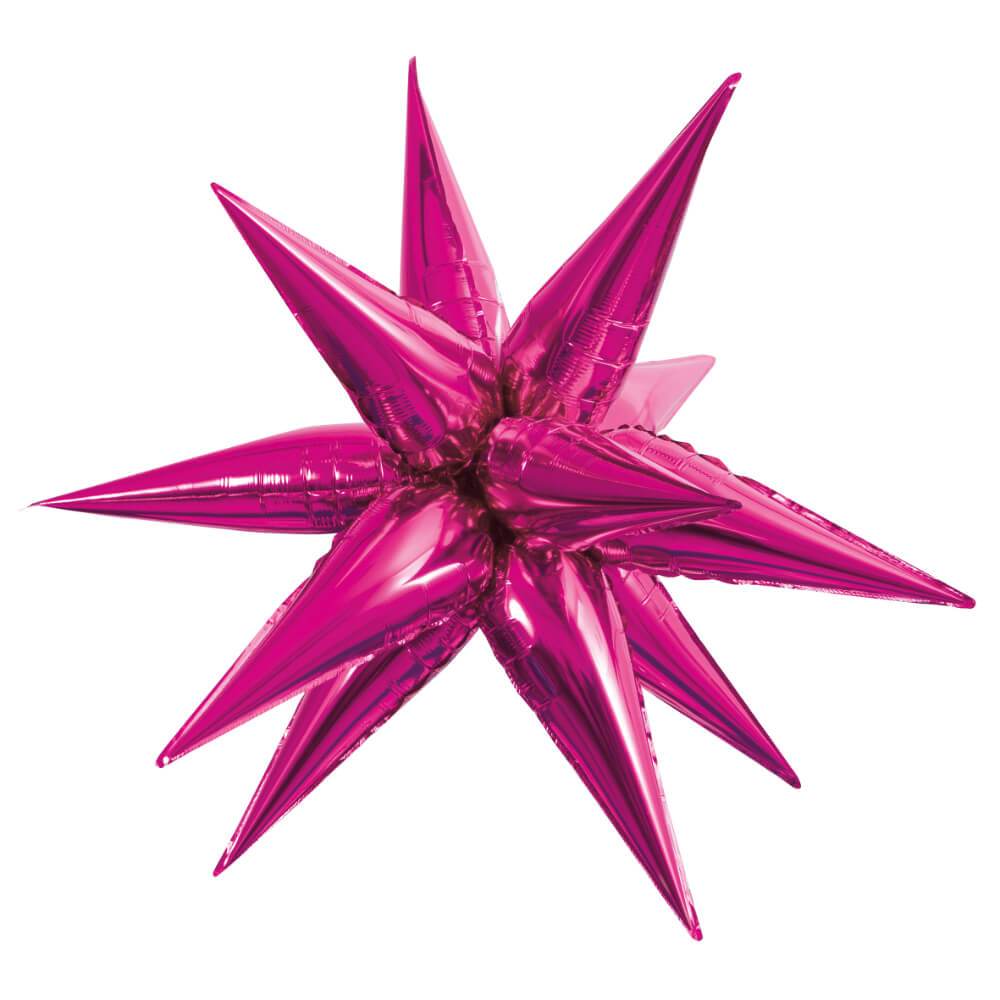 Hot Pink 12 Point 3D Star Foil Balloon - Large 