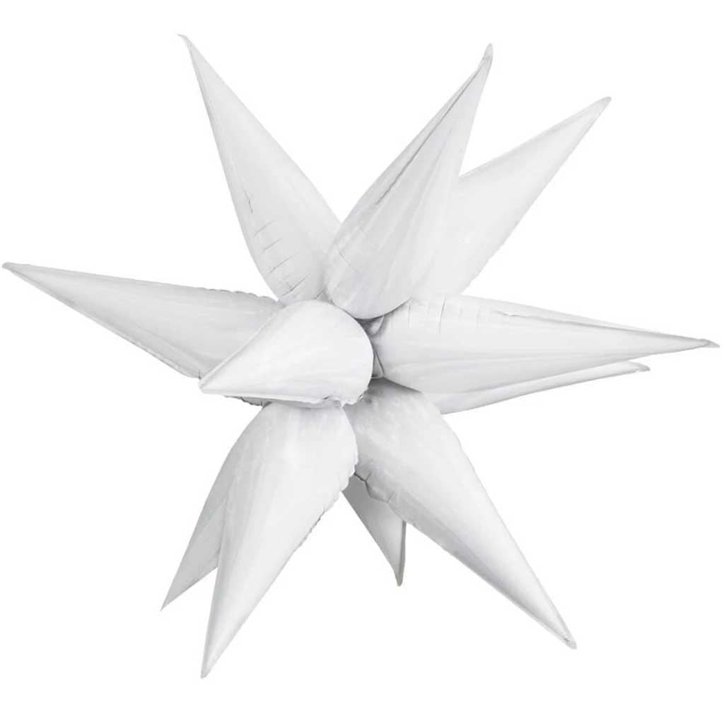 White 12 Point 3D Star Foil Balloon - Large 