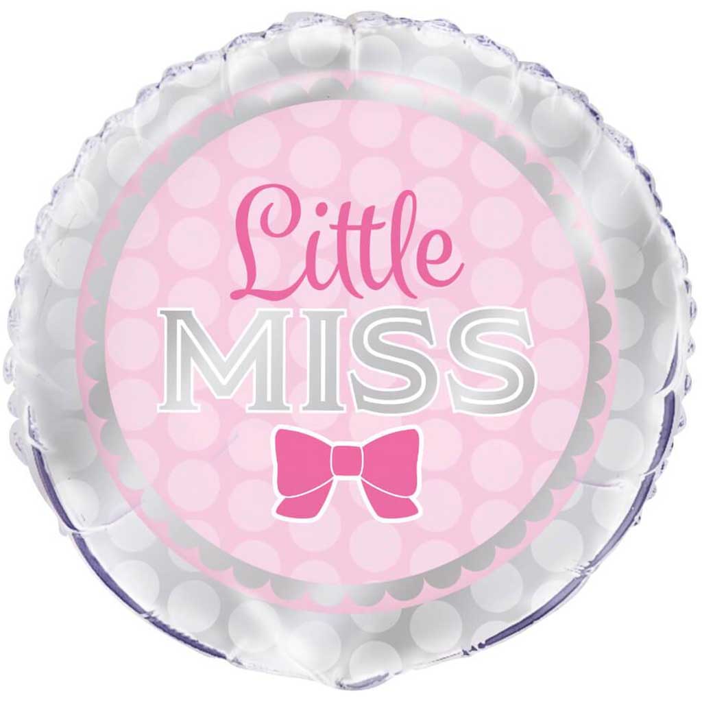 Pink Bow Little Girl Round Foil Balloon, 18in 