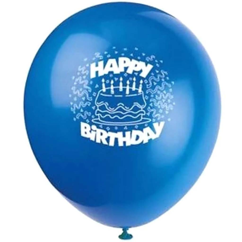 Latex Balloons 12in 8ct, Royal Blue Birthday Cake 