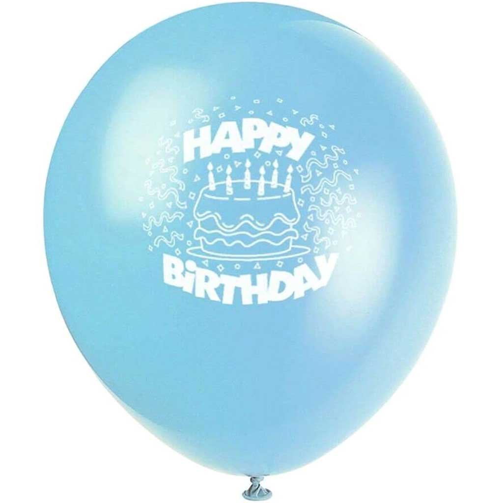 Latex Balloons 12in 8ct, Baby Blue Birthday Cake 