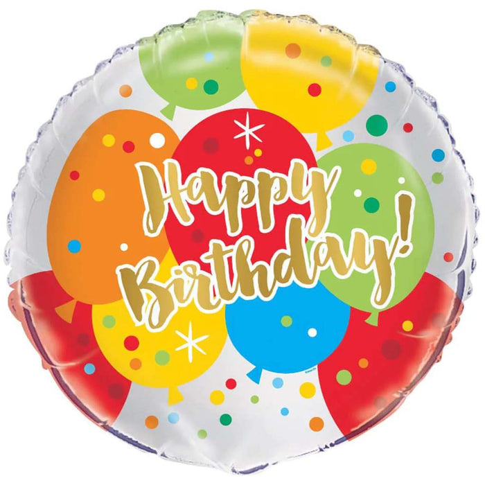 Glitzy Gold Birthday Round Foil Balloon, 18in 
