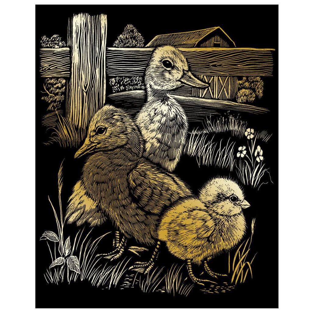 Engraving Art Gold Foil Hatchlings