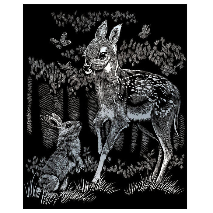 Silver Engraving Fawn & Bunny