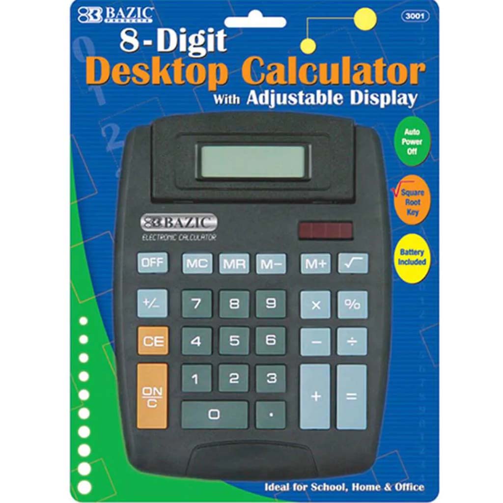 Bazic Desktop Calculator Large 8-Digit with Adjustable Display