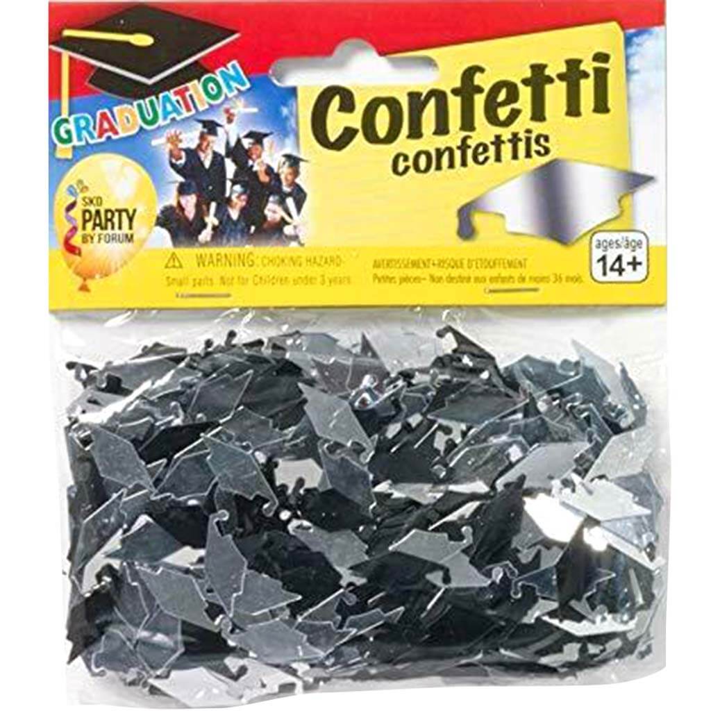 Graduation Cap Confetti Black/Silver