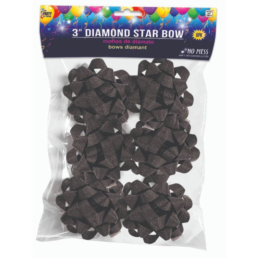 Diamond Star Bow 6pcs 3in