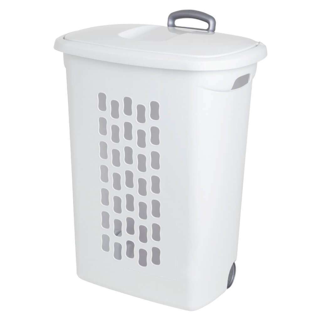 HAMPER LAUNDRY WHEELED WHITE 