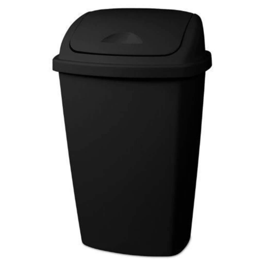 WASTEBASKET SWINGTOP BLK 13.2G 
