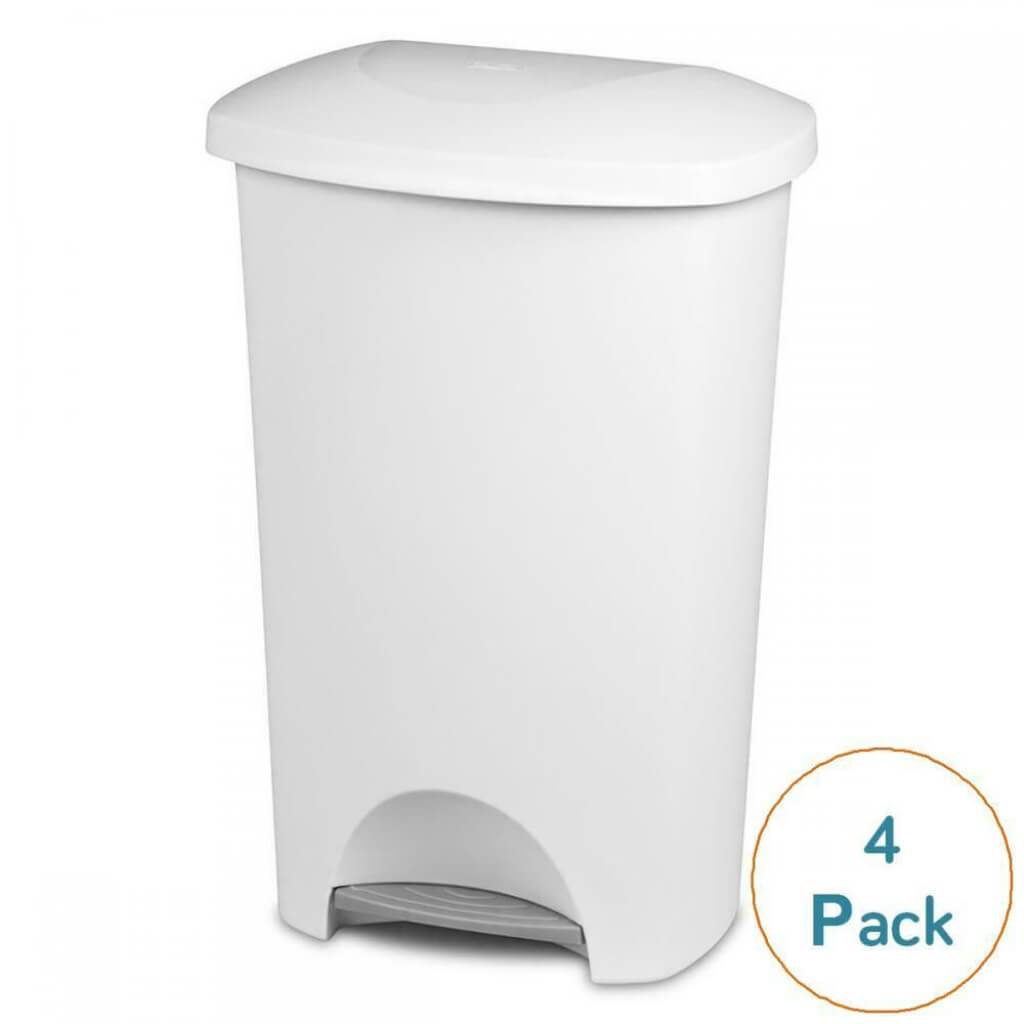 WASTEBASKET STEP-ON WHT II G 