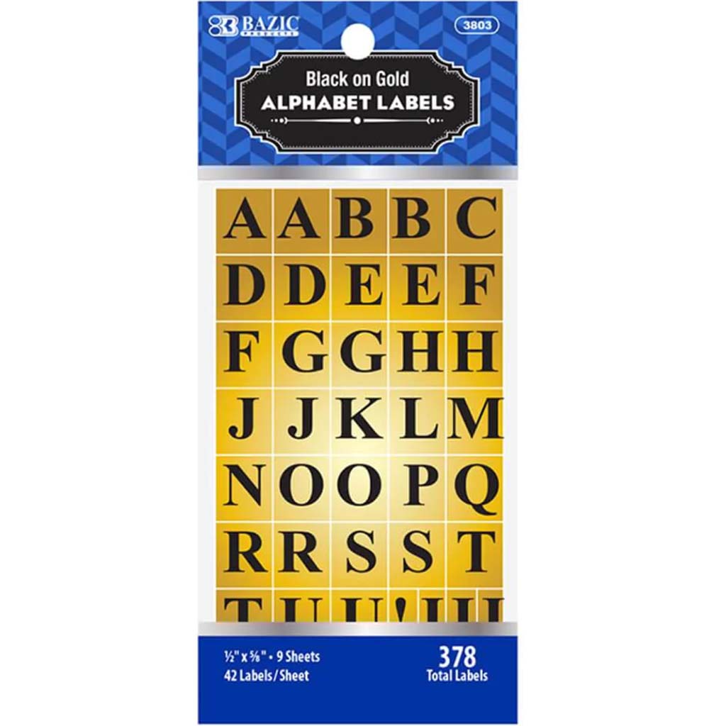 Alphabet Label Gold Foil 