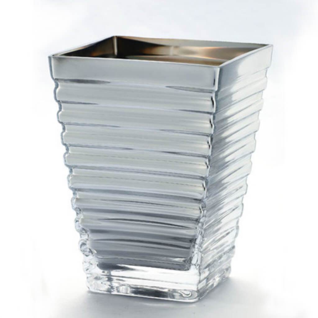Vase Silver L:6" W:6" H:8" 