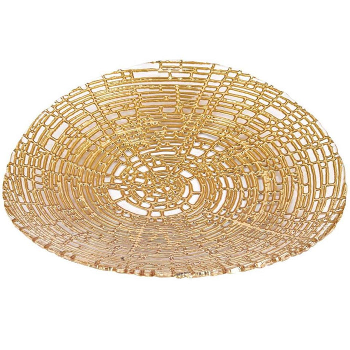 Gold Web Hand Decorated Glass Plates Set of 4 8.5in