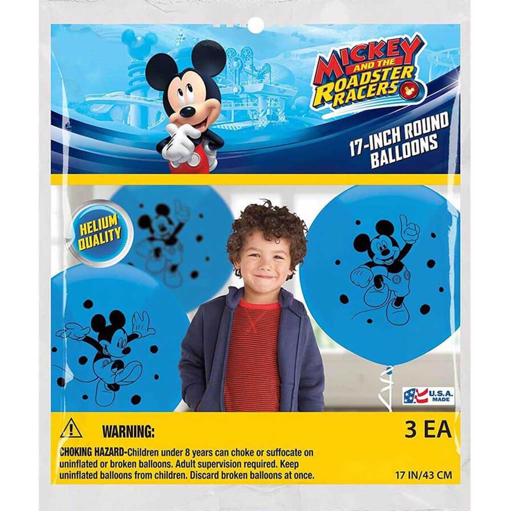 Blue Mickey Mouse Baby Latex Balloon 17in, 3ct