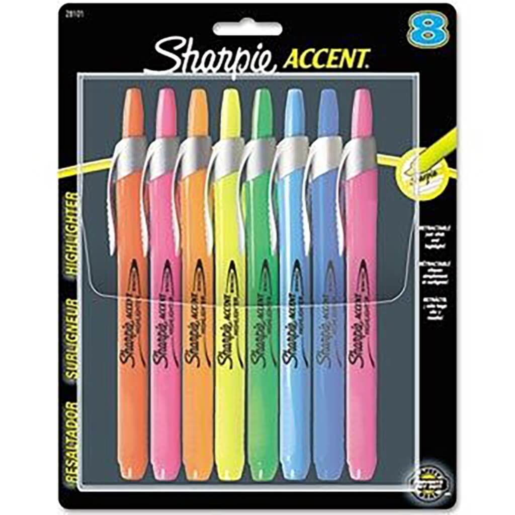 Retractable Accent Highlighter 8ct