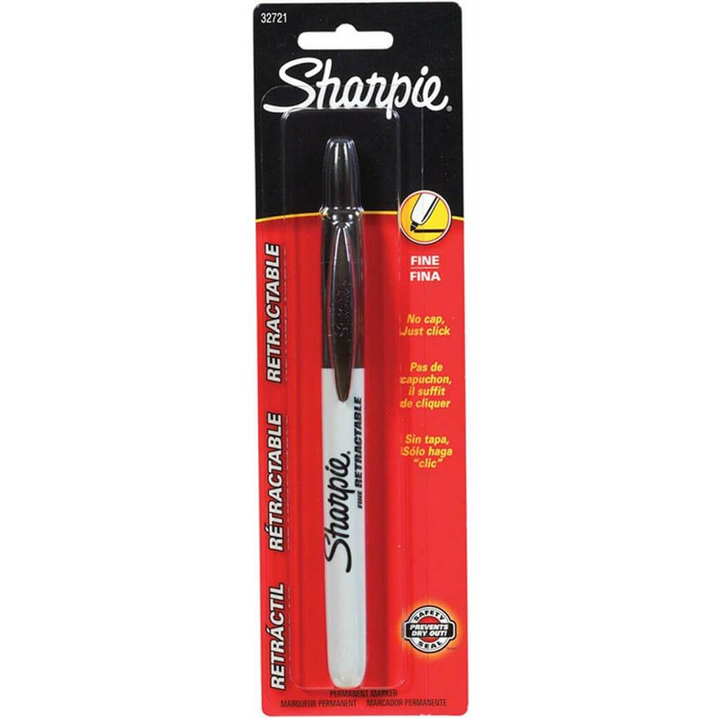 Fine Retractable Permanent Marker Black