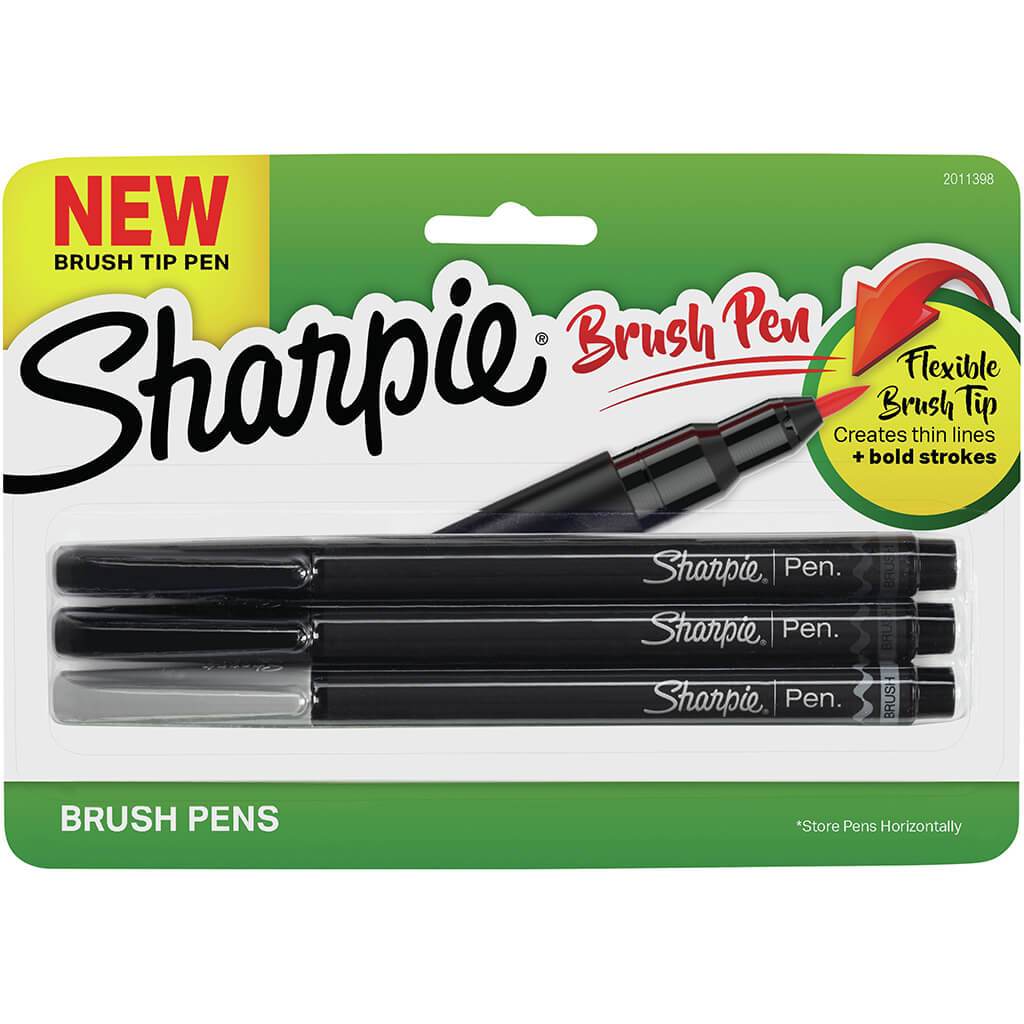 Sharpie Brush Tip Permanent Markers 3ct Assorted